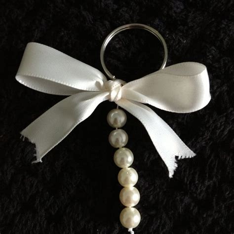 pink pearl chain bow keychain|Pink Pearl Chain Bow Keychain .